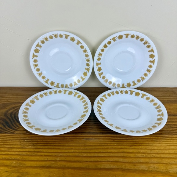 Set of 4 Corelle Livingware "Butterfly Gold" Saucers – Vintage Corning USA - Picture 10 of 14
